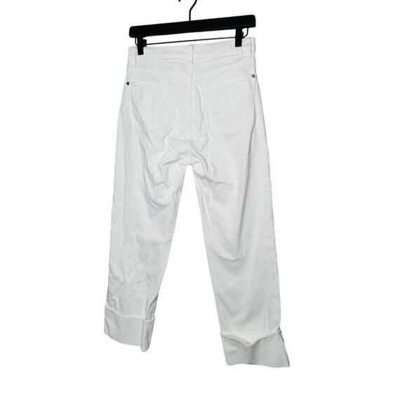 7 FOR ALL MANKIND White Cotton Blend Straight-Leg Cuffed Hems Pants Size 29 - Picture 5 of 13